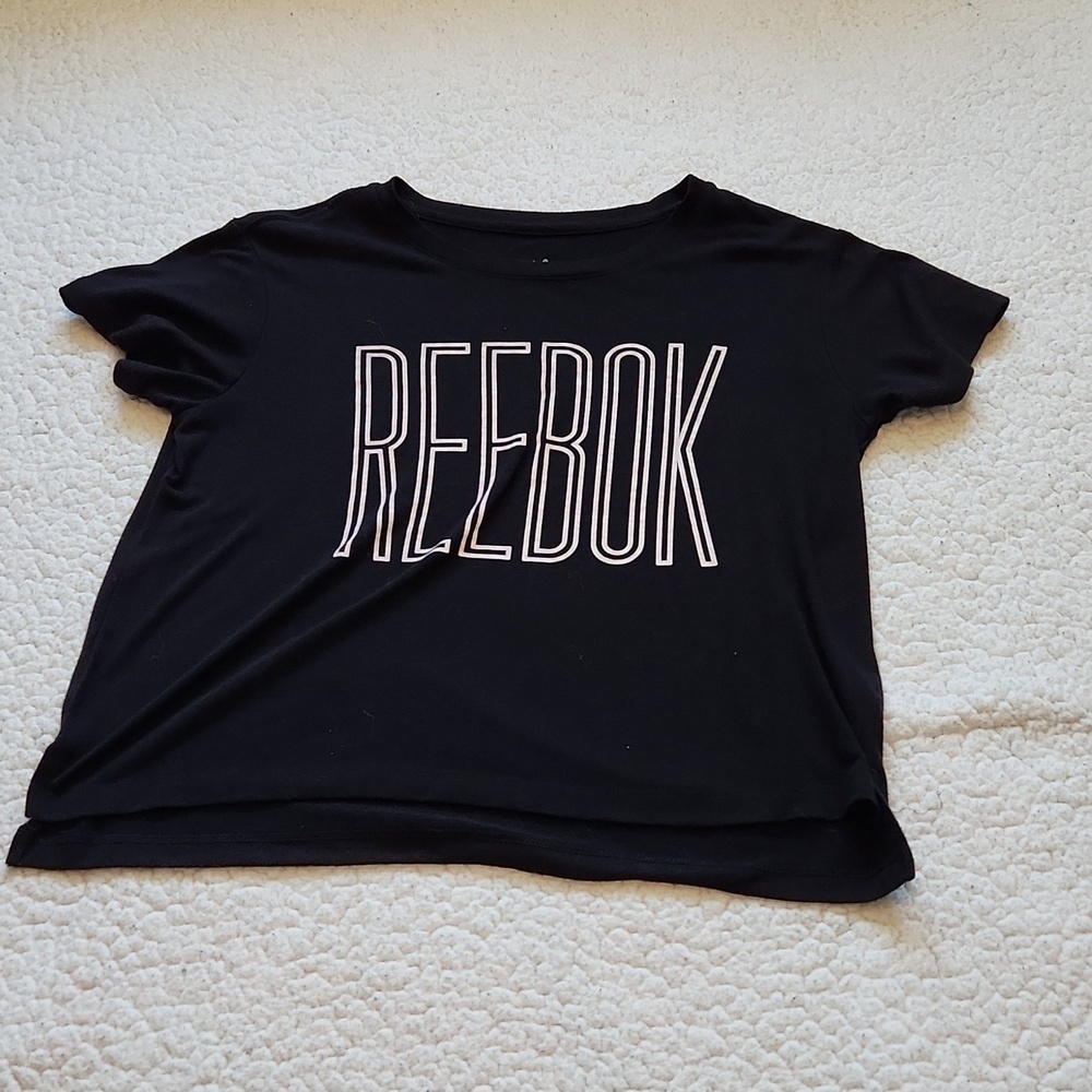Reebok workout black logo print crop top
